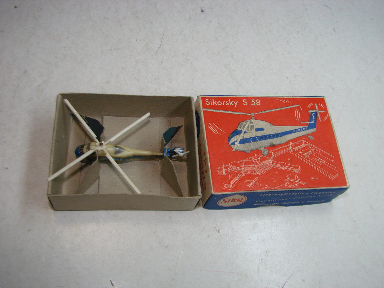 LB - Siku Plastik 1:250, F 14 a, Sikorsky S 58, "Sabena", ovp, von 1954