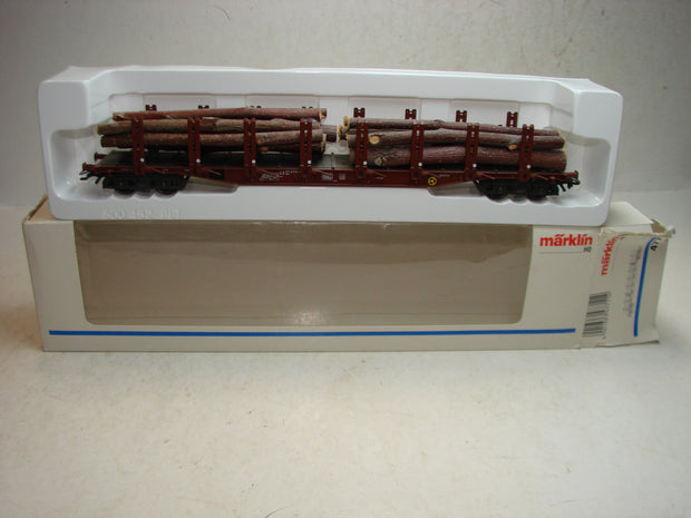 BU, Märklin, 47711, 4 Achs Rungenwagen, Holzstämme Ladung, ovp,