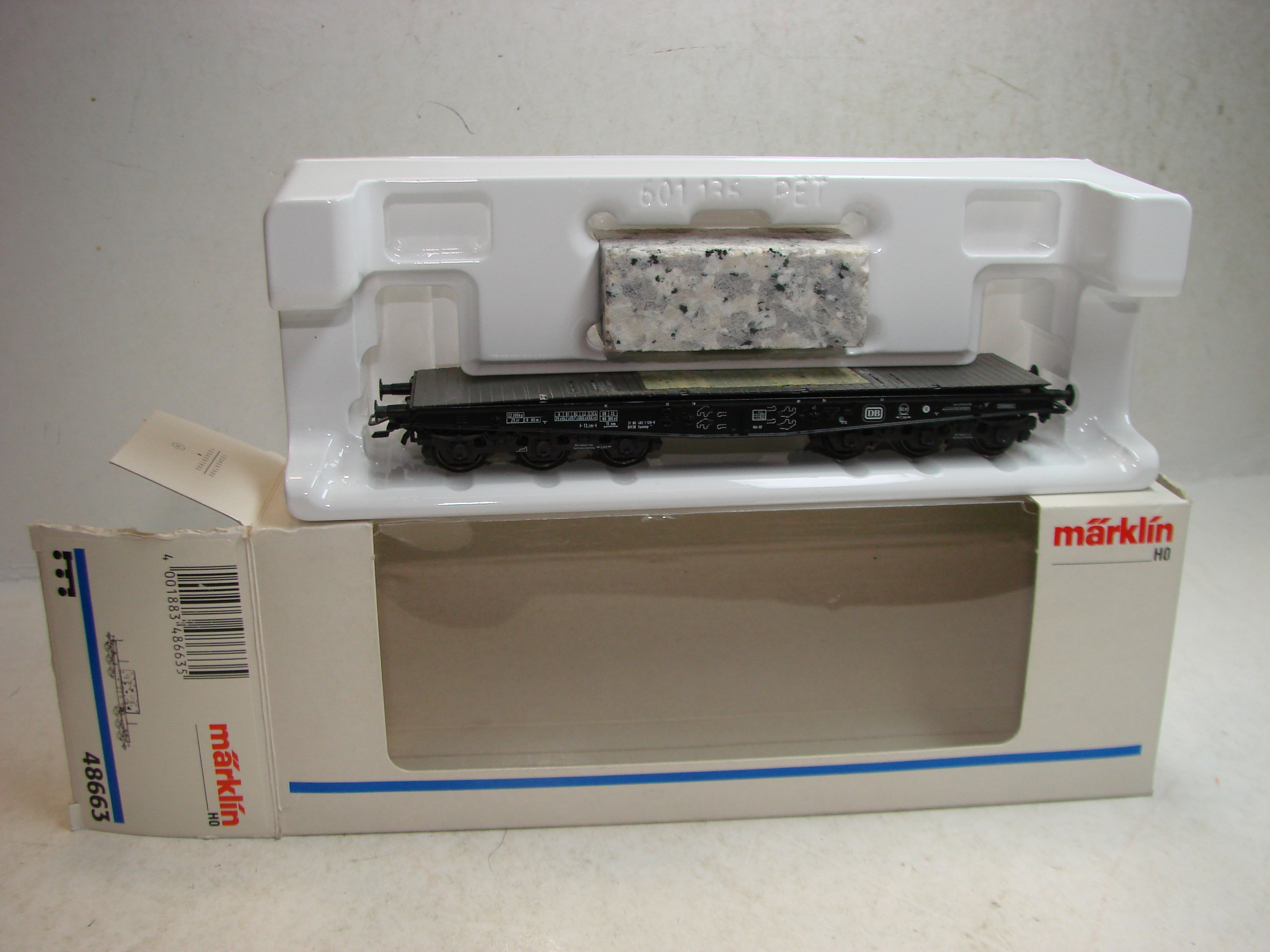 BU, Märklin, 48663, Schwerlast Flachwagen, mit Granitblock, ovp