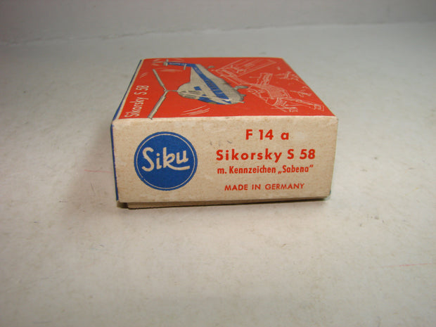 LB - Siku Plastik 1:250, F 14 a, Sikorsky S 58, "Sabena", ovp, von 1954